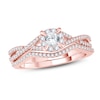 Thumbnail Image 1 of Previously Owned 1/2 CT. T.W. Diamond Frame Twist Soldered Bridal Set in 14K Rose Gold