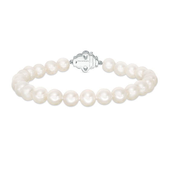 Previously Owned-Vera Wang Love Collection Freshwater Cultured  Pearl 1/15 Diamond Bracelet