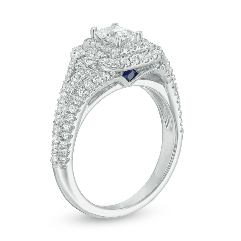 Main Image 2 of Previously Owned - Vera Wang Love Collection 1-1/3 CT. T.W. Emerald-Cut Diamond Engagement Ring in 14K White Gold