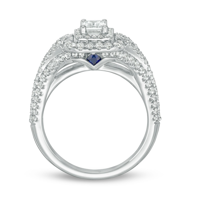 Main Image 3 of Previously Owned - Vera Wang Love Collection 1-1/3 CT. T.W. Emerald-Cut Diamond Engagement Ring in 14K White Gold