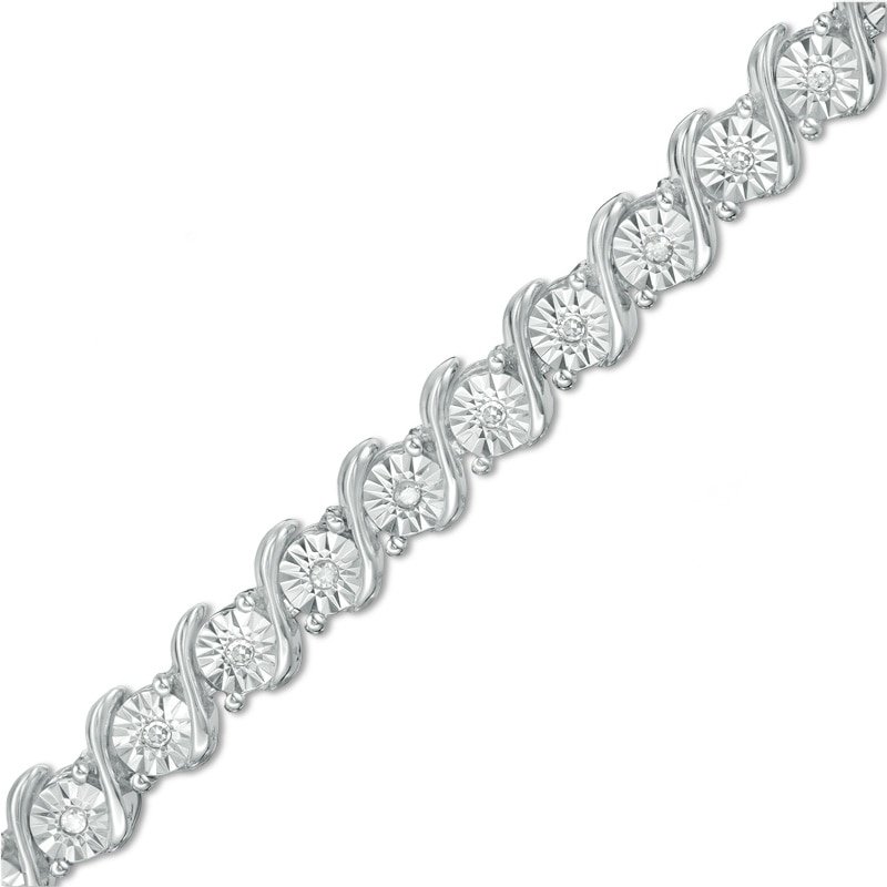 Main Image 1 of Previously Owned - 1/4 CT. T.W. Diamond "S" Tennis Bracelet in Sterling Silver - 7.25"