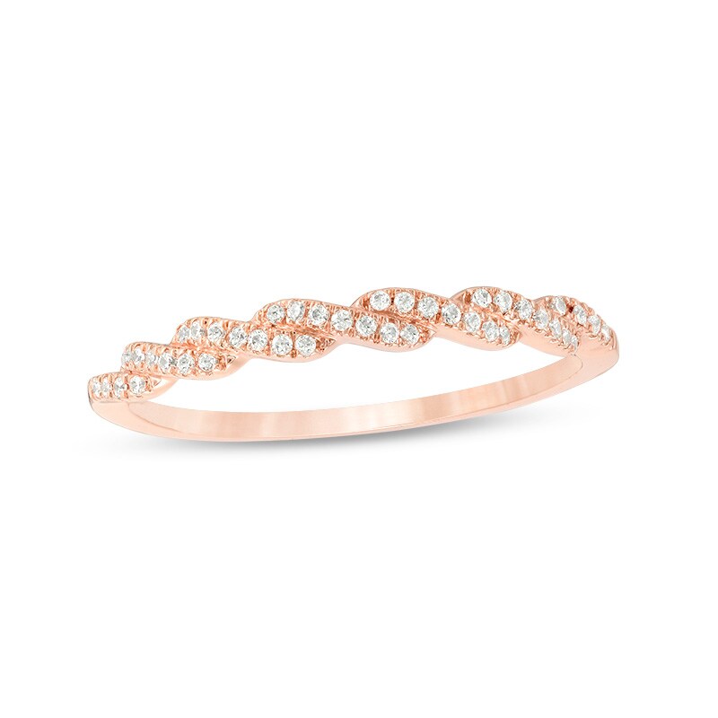 Main Image 1 of Previously Owned - 1/10 CT. T.W. Diamond Twist Anniversary Band in 10K Rose Gold
