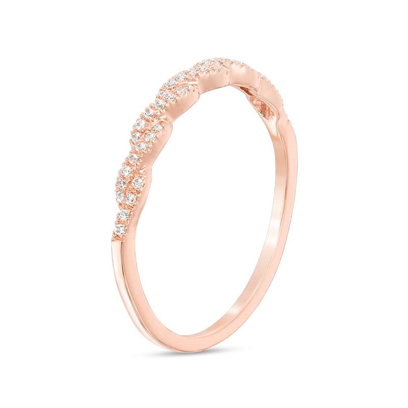 Main Image 2 of Previously Owned - 1/10 CT. T.W. Diamond Twist Anniversary Band in 10K Rose Gold