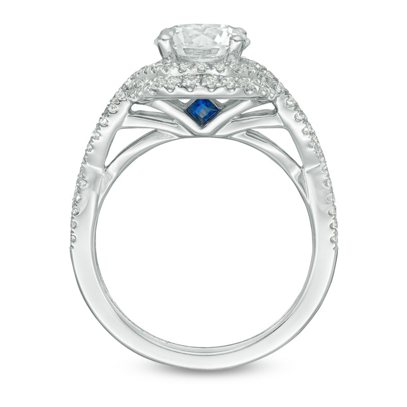 Main Image 3 of Previously Owned - Vera Wang Love Collection 2 CT. T.W. Diamond Frame Twist Engagement Ring in 14K White Gold
