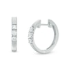 Previously Owned - 3/8 CT. T.W. Diamond Three Stone Hoop Earrings in 10K White Gold