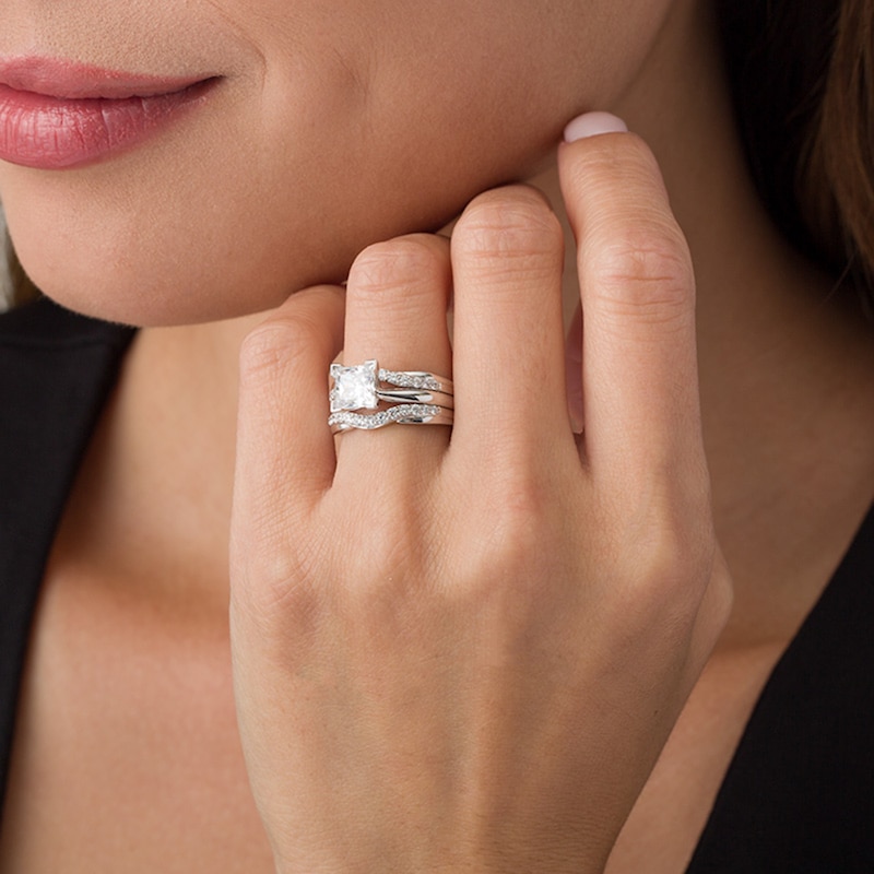 Previously Owned - 1/2 CT. T.W. Diamond Contour Solitaire Enhancer in 14K White Gold