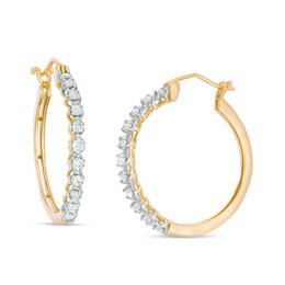 Previously Owned - 1/2 CT. T.W. Diamond Hoop Earrings in 10K Gold