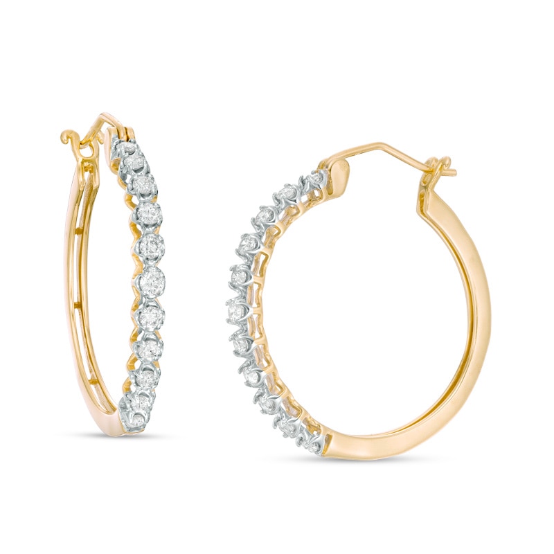 Previously Owned - 1/2 CT. T.W. Diamond Hoop Earrings in 10K Gold