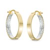 Previously Owned - Made in Italy 20.0mm Diamond-Cut Inside-Out Hoop Earrings in 14K Two-Tone Gold
