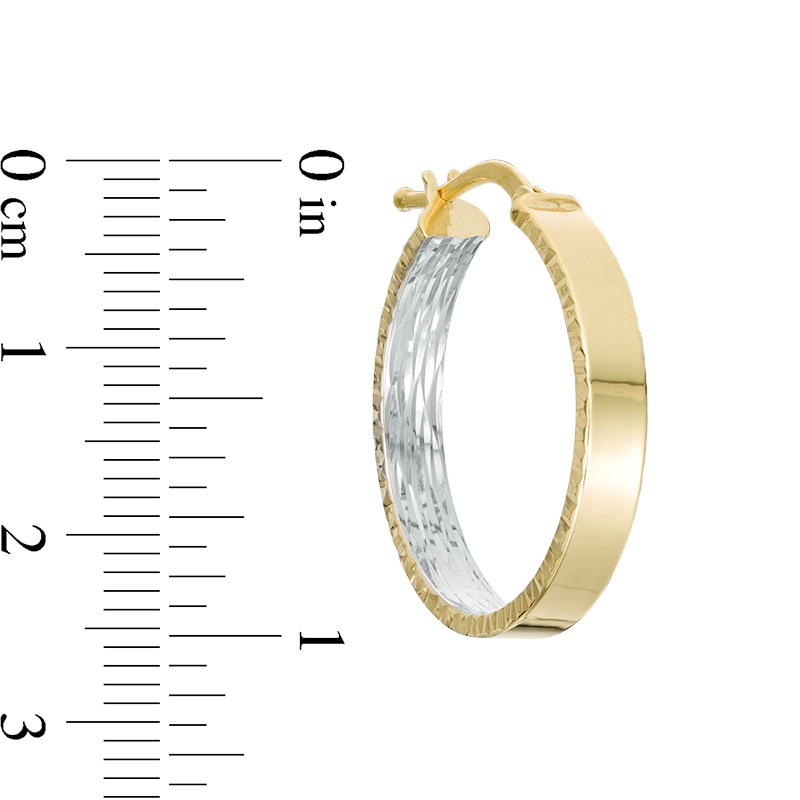 Previously Owned - Made in Italy 20.0mm Diamond-Cut Inside-Out Hoop Earrings in 14K Two-Tone Gold