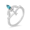 Previously Owned - Enchanted Disney Merida Pear-Shaped Blue Topaz and 1/20 CT. T.W. Diamond Bow and Arrow Ring