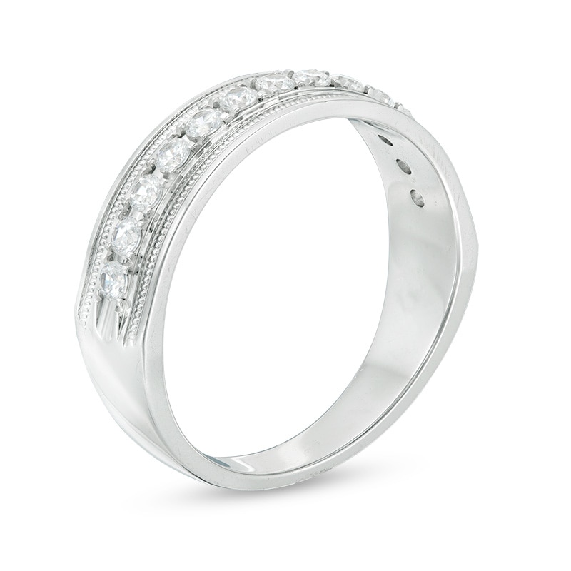 Previously Owned - Men's 1/2 CT. T.W. Diamond Vintage-Style Wedding Band in 10K White Gold
