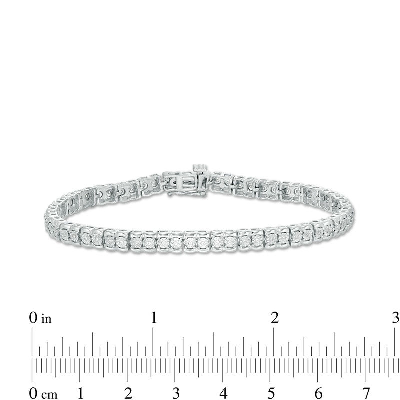 Main Image 4 of Previously Owned - 1/4 CT. T.W. Diamond Tennis Bracelet in Sterling Silver - 7.25"
