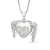 Thumbnail Image 3 of Previously Owned - Lab-Created White Sapphire Angel Wings Heart Locket in Sterling Silver
