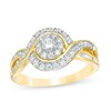 Thumbnail Image 0 of Previously Owned - 1/2 CT. T.W. Diamond Frame Swirl Bypass Ring in 10K Gold