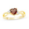 Thumbnail Image 1 of Previously Owned - 6.0mm Heart-Shaped Garnet and White Lab-Created Sapphire Split Shank Bypass Ring in 10K Gold
