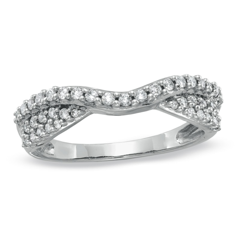 Previously Owned - 1/3 CT. T.W. Diamond Pavé Double Twist Contour Band in 14K White Gold