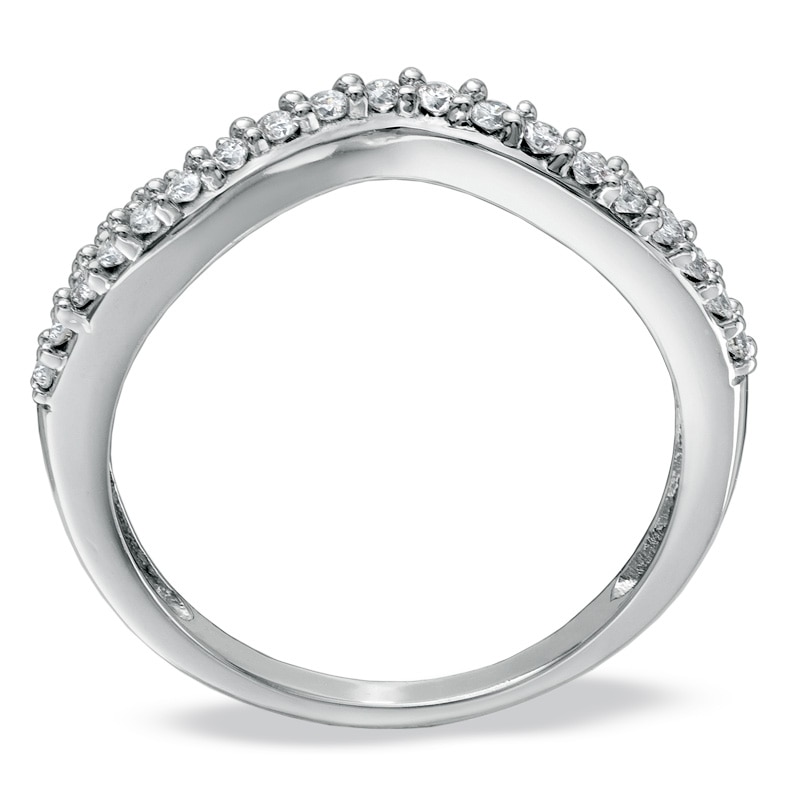 Previously Owned - 1/3 CT. T.W. Diamond Pavé Double Twist Contour Band in 14K White Gold