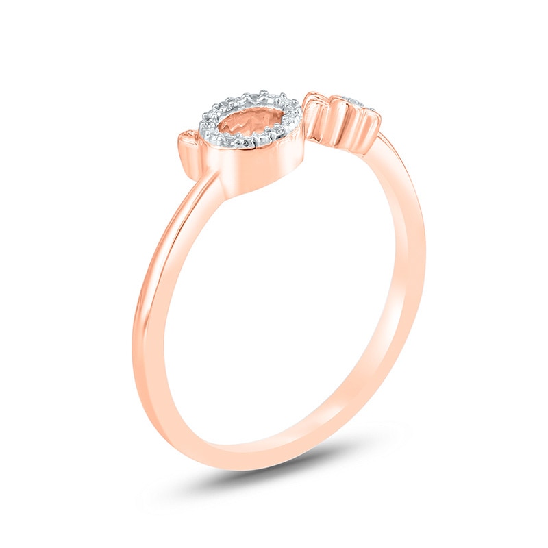 Main Image 2 of Previously Owned - Diamond Accent Cat and Paw Open Ring in 10K Rose Gold