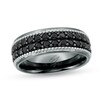 Thumbnail Image 1 of Previously Owned - Black Spinel Double Row Beaded Ring in Sterling Silver with Black Rhodium