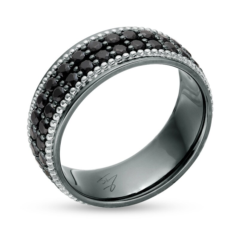 Main Image 3 of Previously Owned - Black Spinel Double Row Beaded Ring in Sterling Silver with Black Rhodium