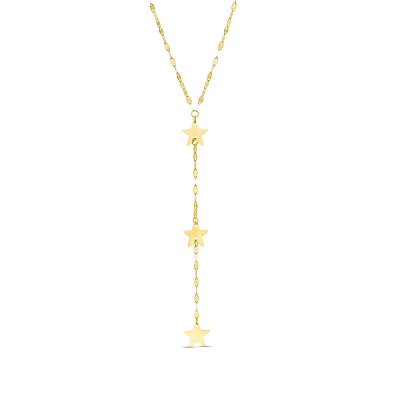 Main Image 1 of Previously Owned - Triple Star Drop Mirror Chain "Y" Necklace in 10K Gold