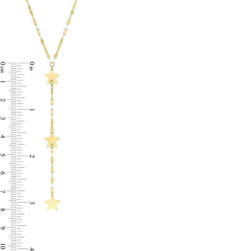 Main Image 2 of Previously Owned - Triple Star Drop Mirror Chain "Y" Necklace in 10K Gold