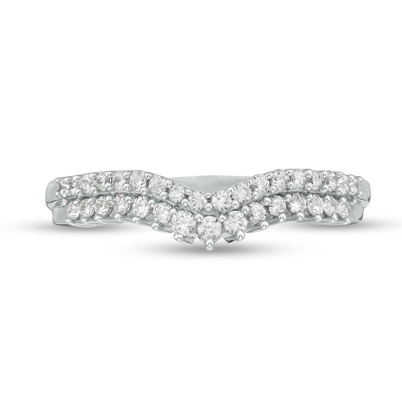 Previously Owned - 1/3 CT. T.W. Diamond Double Row Chevron Anniversary Band in 10K White Gold