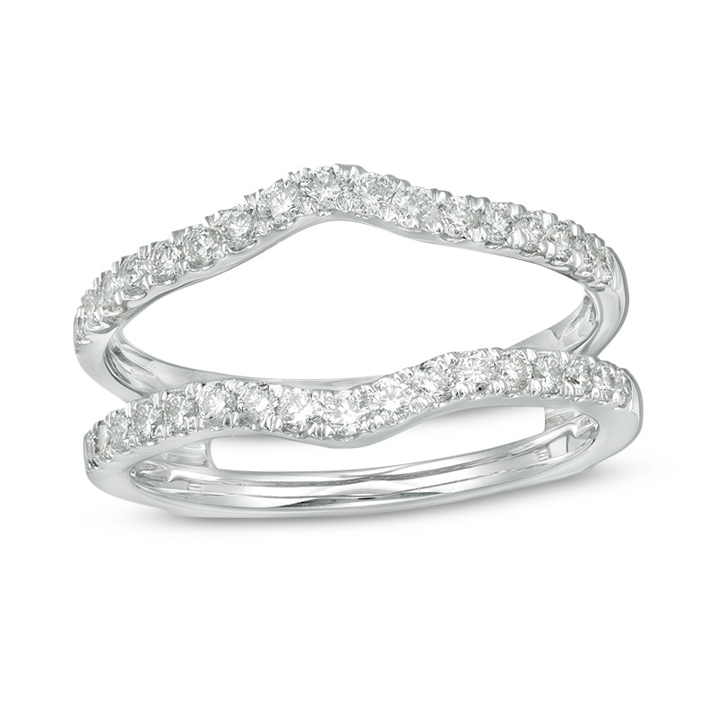 Main Image 1 of Previously Owned - 1/2 CT. T.W. Diamond Contour Ribbon Solitaire Enhancer in 14K White Gold