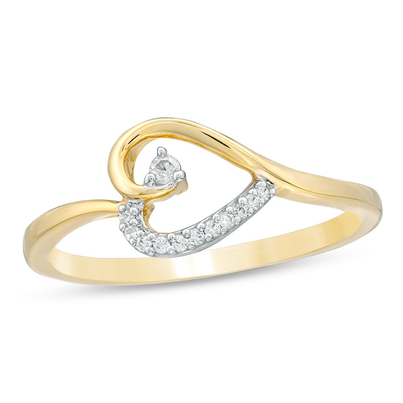 Main Image 1 of Previously Owned - 1/20 CT. T.W. Diamond Sideways Heart Ring in 10K Gold