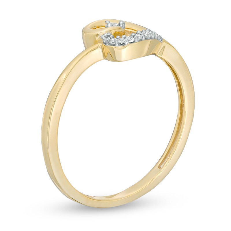 Main Image 3 of Previously Owned - 1/20 CT. T.W. Diamond Sideways Heart Ring in 10K Gold
