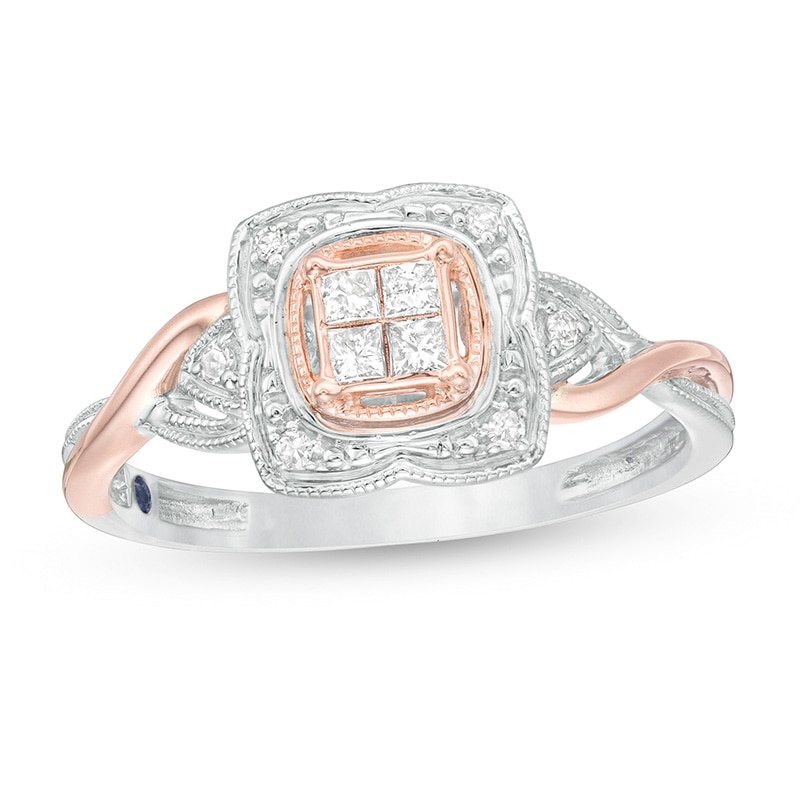 Main Image 1 of Previously Owned - Cherished Promise Collection™ 1/6 CT. T.W. Diamond Ring in Sterling Silver and 10K Rose Gold