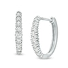 Previously Owned - 1/2 CT. T.W. Diamond Oval Hoop Earrings in 10K White Gold