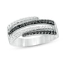 Thumbnail Image 1 of Previously Owned - 1/2 CT. T.W. Enhanced Black and White Diamond Multi-Row Wrap Ring in Sterling Silver