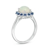 Thumbnail Image 2 of Previously Owned - Oval Opal, Blue Sapphire and 1/15 CT. T.W. Diamond Double Sunburst Frame Ring in 10K White Gold