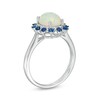 Thumbnail Image 2 of Previously Owned - Oval Opal, Blue Sapphire and 1/15 CT. T.W. Diamond Double Sunburst Frame Ring in 10K White Gold