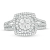 Thumbnail Image 4 of Previously Owned - 3/4 CT. T.W. Composite Diamond Cushion Frame Split Shank Ring in 10K White Gold