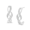 Thumbnail Image 0 of Previously Owned - 1/5 CT. T.W. Diamond Twist J-Hoop Earrings in Sterling Silver