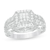 Previously Owned - 1/2 CT. T.W. Composite Diamond Square Frame Vintage-Style Engagement Ring in 10K White Gold