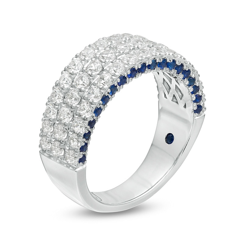 Previously Owned - Vera Wang Love Collection 1-1/2 CT. T.W. Diamond and Blue Sapphire Band in 14K White Gold (I/SI2)
