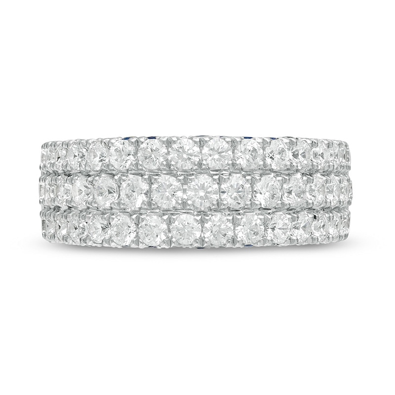 Previously Owned - Vera Wang Love Collection 1-1/2 CT. T.W. Diamond and Blue Sapphire Band in 14K White Gold (I/SI2)
