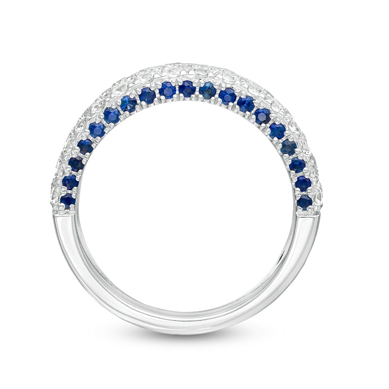 Previously Owned - Vera Wang Love Collection 1-1/2 CT. T.W. Diamond and Blue Sapphire Band in 14K White Gold (I/SI2)