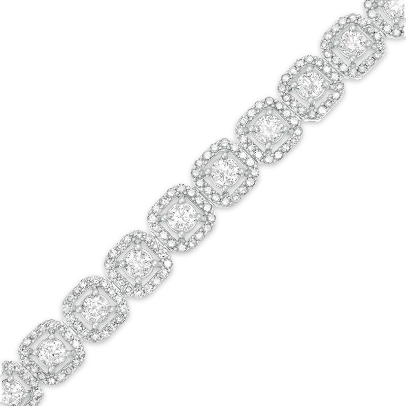 Previously Owned - 5 CT. T.W. Diamond Cushion Frame Bracelet in 10K White Gold