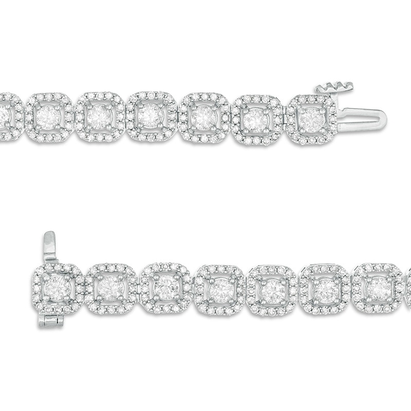 Previously Owned - 5 CT. T.W. Diamond Cushion Frame Bracelet in 10K White Gold