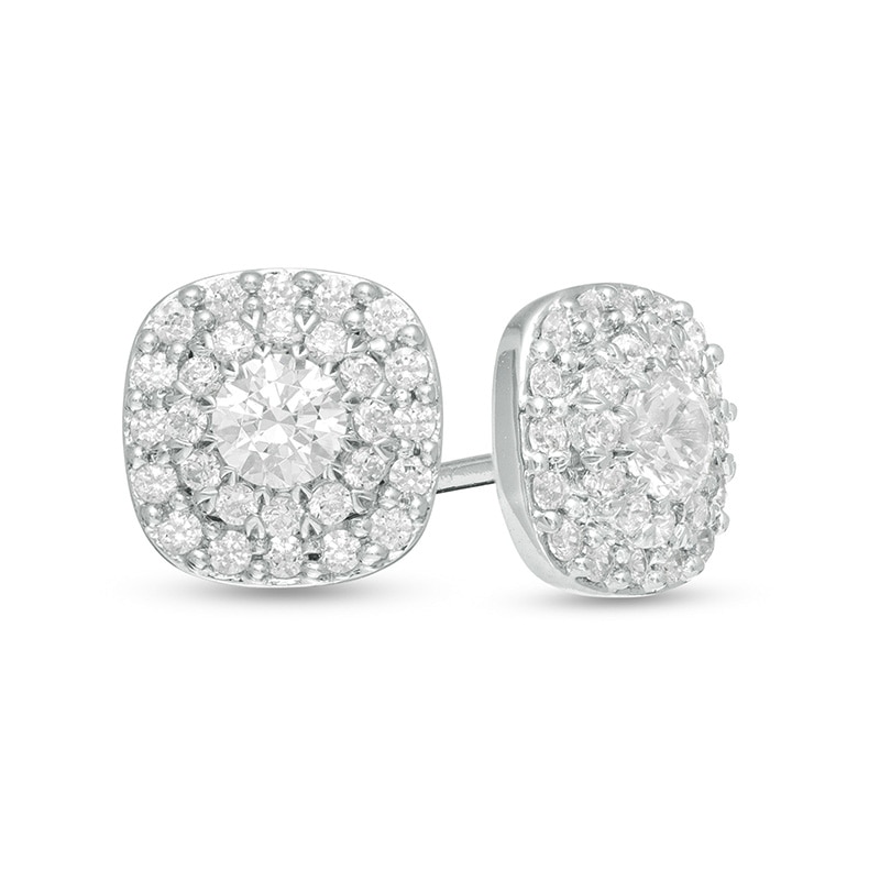 Previously Owned - 1/2 CT. T.W. Diamond Frame Stud Earrings in 10K White Gold