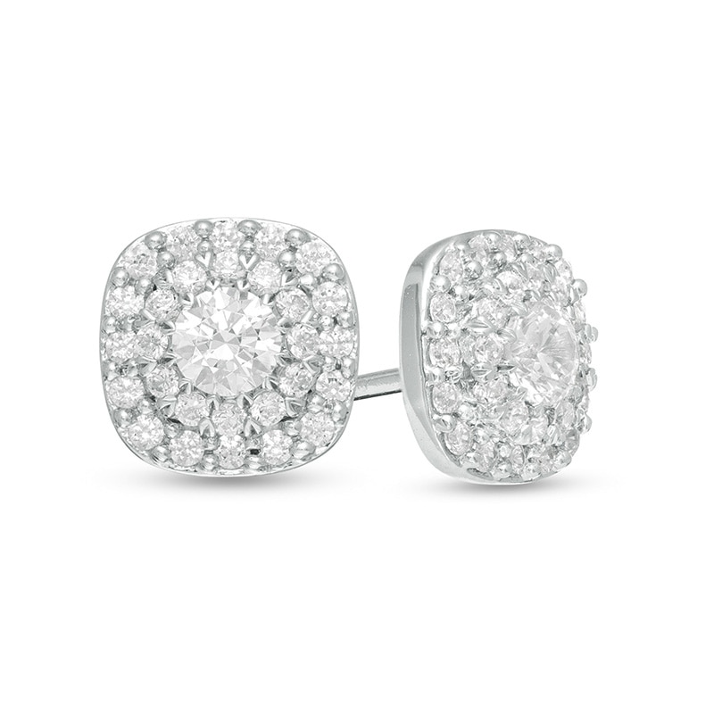 Main Image 1 of Previously Owned - 1/2 CT. T.W. Diamond Frame Stud Earrings in 10K White Gold