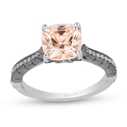 Previously Owned - Enchanted Disney Villains Maleficent 8.0mm Morganite and 1/6 CT. TW. Diamond Engagement Ring