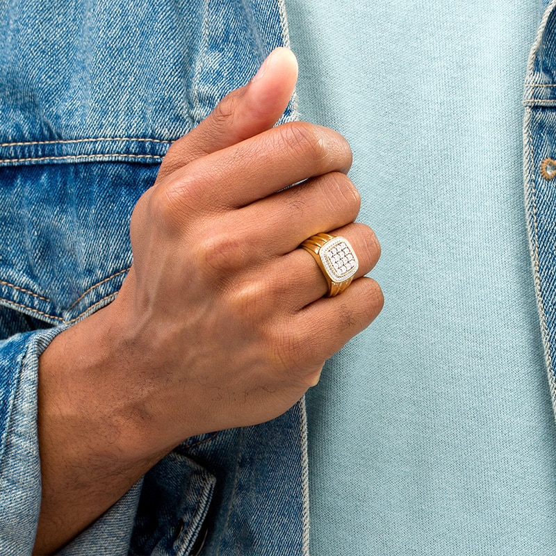 Main Image 2 of Previously Owned - 1/4 CT. T.W. Composite Diamond Cushion Frame Ring in 10K Gold