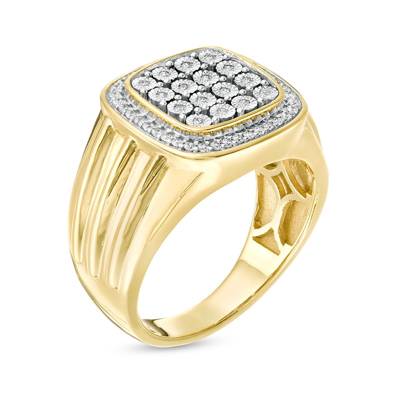 Main Image 3 of Previously Owned - 1/4 CT. T.W. Composite Diamond Cushion Frame Ring in 10K Gold