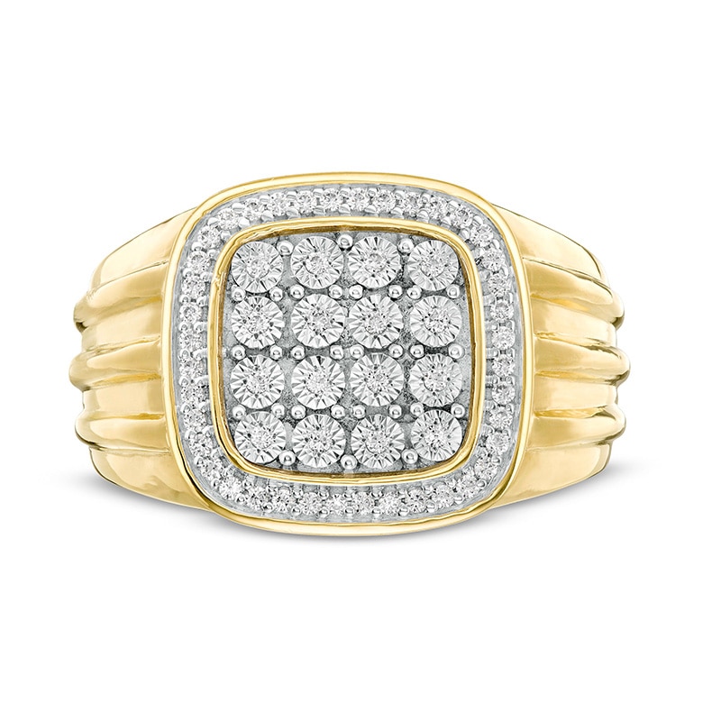 Main Image 4 of Previously Owned - 1/4 CT. T.W. Composite Diamond Cushion Frame Ring in 10K Gold